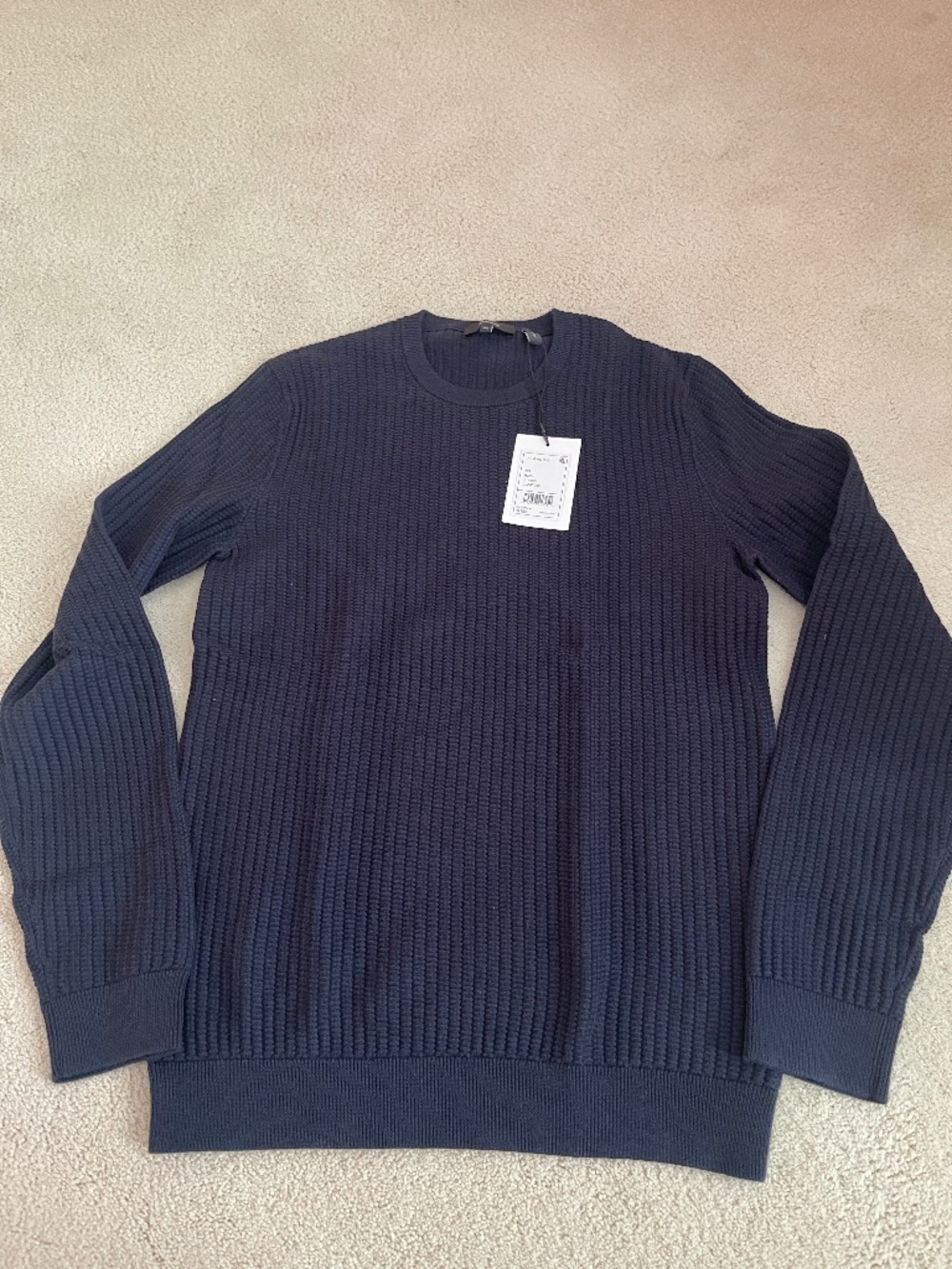 Brand New w/Tags -  Theory Dark Blue Cotton Long Sleeve Sweater - XS
